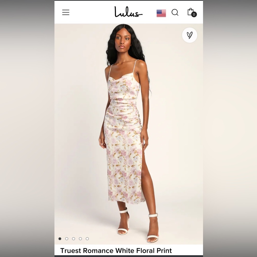 Lulus White Floral Midi Dress